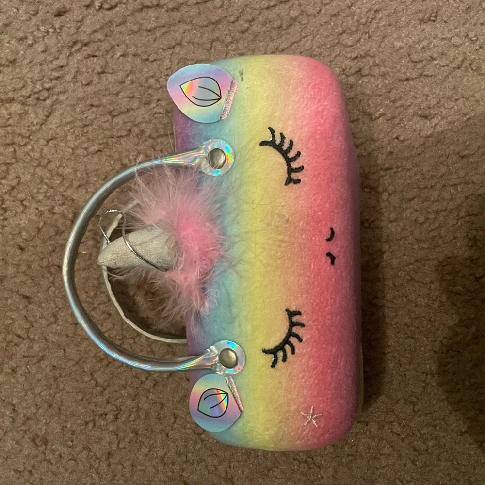 Justice Pink and Yellow Plush Unicorn Purse
